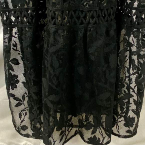 Free People Bnwt Elegant Eyelit Black Lace Embroidery Evening Dress Sz 6 - Picture 9 of 10